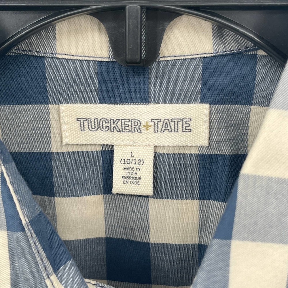 Tucker + Tate Boy's Poplin Button-up Blue/Ivory Size L 10-12 - Picture 2 of 3